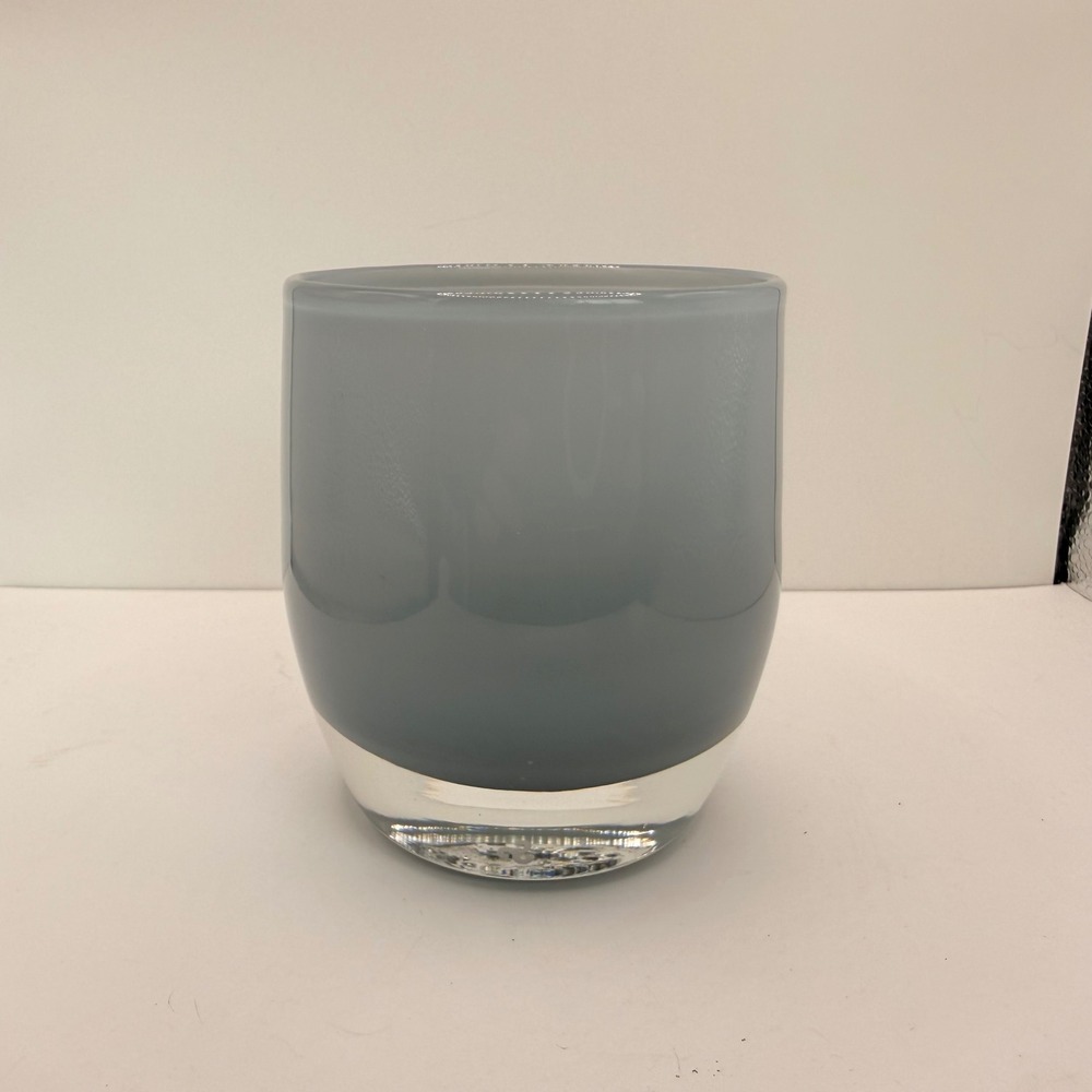 Glassybaby Votive Candle Holder Grey Blue Hand Blown Glass "brother"